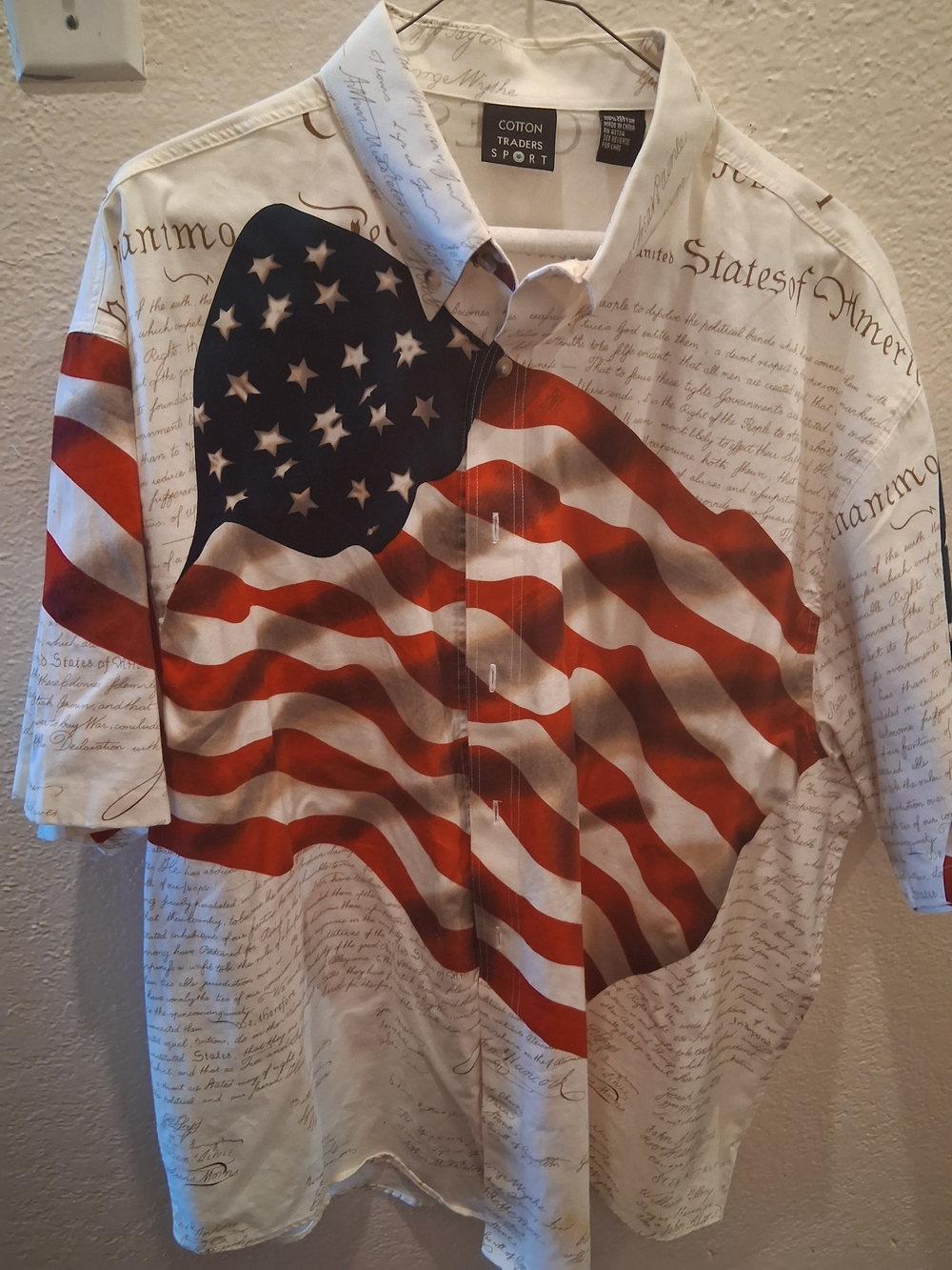 Mens American Flag Print Shirt - Red, White & Blue Buttonup USA XL